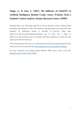 PDF Document Cover - The Influence of ChatGPT on AI-Related Crypto Assets: Evidence from Synthetic Control Analysis